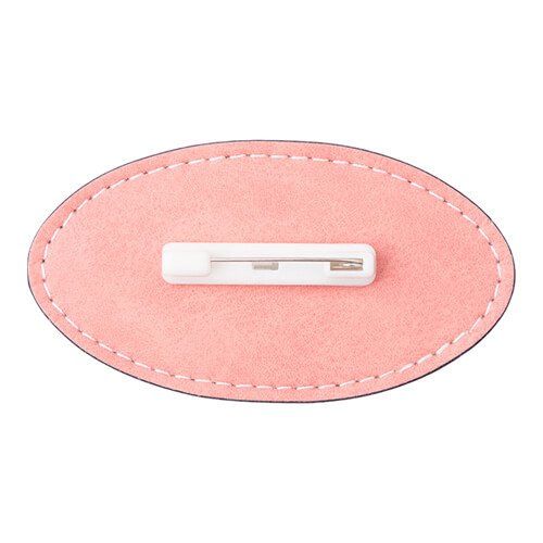 Identyfikator skórzany owalny 8,2 x 4,4 cm do sublimacji - różowy na Arena.pl