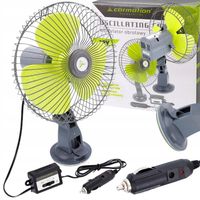 WENTYLATOR WIATRAK SAMOCHODOWY NA PRZYSSAWKĘ 12V 20CM 2 PRĘDKOŚCI OSCYLACJA
