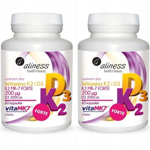 2x Aliness WITAMINA K2 MK-7 natto 200mcg + D3 2000IU Krzepnięcie krwi Kości na Arena.pl