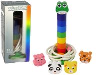 PIRAMIDKA DREWNIANA EDUKACYJNA UKŁADANKA SZNUREK ZWIERZĘTA