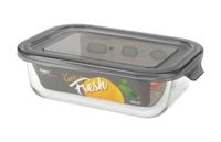 Pojemnik szklany żaroodporny prostokątny z pokrywką do żywności KEEP IT FRESH 650 ml szary