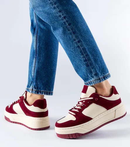 Bordowe sneakersy na platformie Crim 40 na Arena.pl