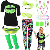 Damski Strój Kostium Przebranie Lata 80 Disco Retro Neon Rozmiar XXL