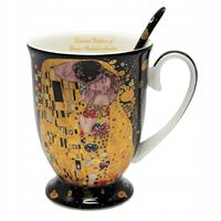 Kubek na prezent Porcelanowy z łyżeczką do kawy Klimt Pocałunek 300ml