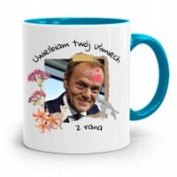 Kubek Błękitny Donald Tusk Po Platforma Prezent Z Nadrukiem Ze Zdjęciem