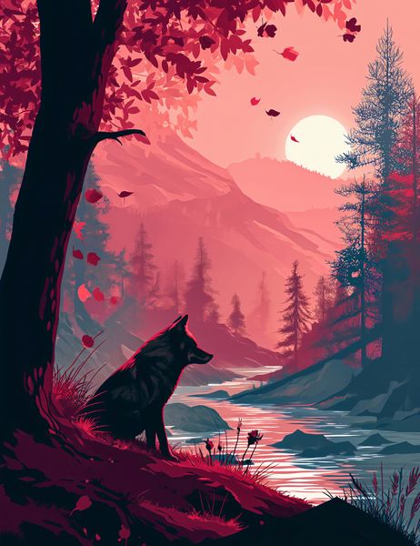 Plakat 50x65cm Wilk Przy Brzegu Lasu zdjęcie 1