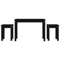 Stoliki wsuwane pod siebie, 3 szt., czarne, lite drewno sosnowe