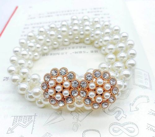 Perłowy Pasek Damski Wąski Elastyczny Perły Biały na Arena.pl