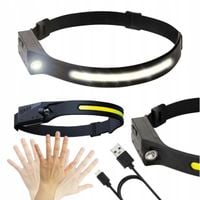 LATARKA CZOŁOWA LED CZOŁÓWKA Z CZUJNIKIEM RUCHU COB WODOODPORNA MOCNA USB-C