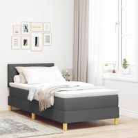 Ciemnoszare łóżko box spring z materacem 90x190 cm