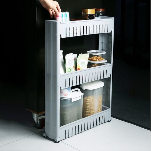 SZAFKA NA KÓŁKACH SKŁADANA WĄSKA PÓŁKA KUCHENNA ŁAZIENKOWA REGAŁ MOBILNY na Arena.pl