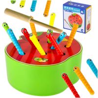 Gąsienica Magnetyczna Drewniana Gra Zręcznościowa Montessori Sorter Jabłko