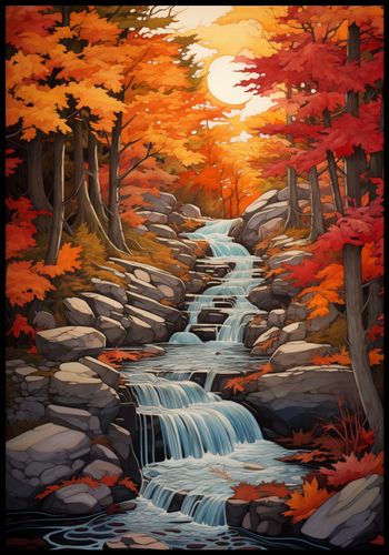 Plakat 68x98cm Jesienne Wodospady na Arena.pl