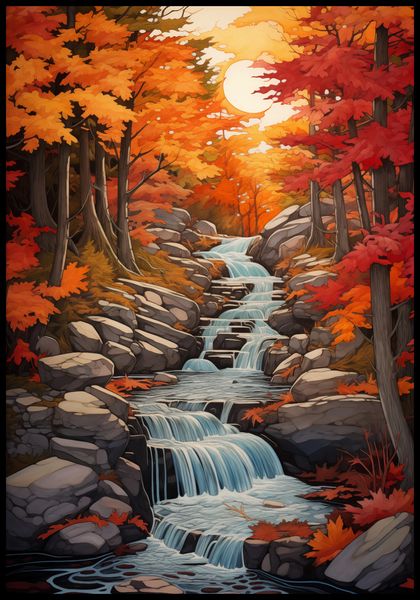 Plakat 68x98cm Jesienne Wodospady zdjęcie 2