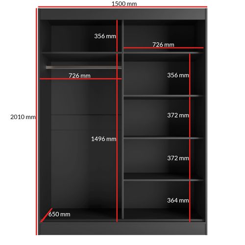 Szafa przesuwna Como 2D 150 Czarna (lacobel) na Arena.pl