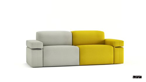 Sofa Block 176 cm szary j. żółty  D2 na Arena.pl