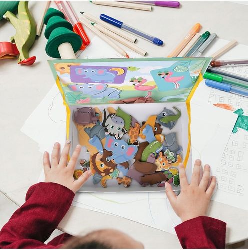 Książka układanka magnetyczna edukacyjna Safari Zwierzęta ZOO dla Dzieci na Arena.pl