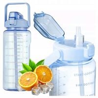 BUTELKA MOTYWACYJNA BIDON NA WODĘ ZE SŁOMKĄ Z UCHWYTEM MIARKĄ 2000 ml