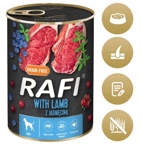 Karma Mokra Dla Psów RAFI z Jagnięciną, Borówką i Żurawiną 400g - 1 szt. na Arena.pl