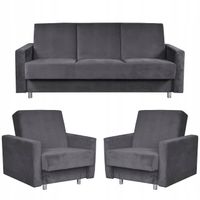 Zestaw mebli wypoczynkowy Alicja wersalka kanapa fotele  szary