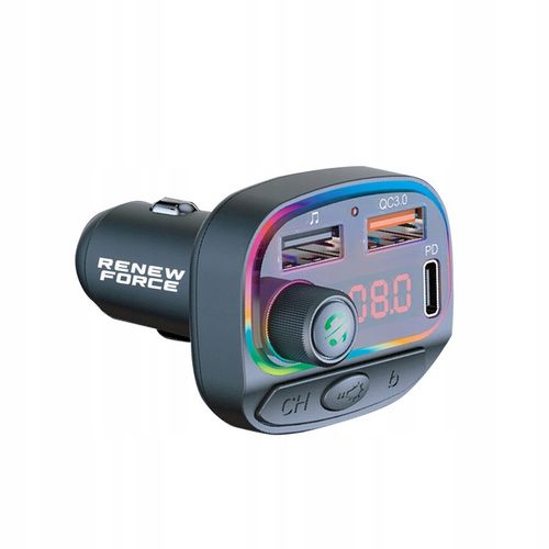 Transmiter bluetooth FM samochodowy SZYBKA ładowarka PD 24W QC3.0 USB-C RGB na Arena.pl
