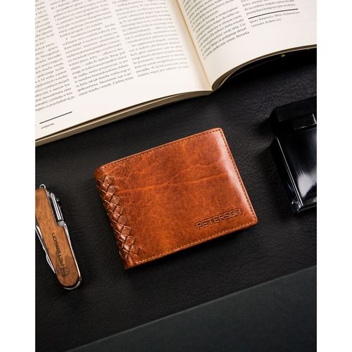 skórzany portfel męski w kolorze brązowym z systemem rfid - peterson na Arena.pl