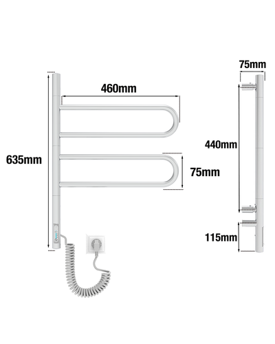 ELNA Grzejnik łazienkowy elektryczny Fluger 2 Chrome obrotowe elementy na Arena.pl
