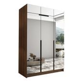 Szafa CALIA III 150 cm z lustrem-pojemna garderoba-ORZECH WARMIA+CZARNY