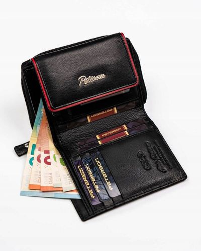 mały, skórzany portfel damski na zatrzask i suwak - peterson na Arena.pl