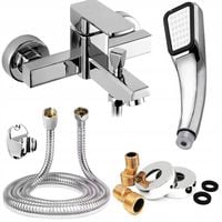 BATERIA WANNOWA PRYSZNICOWA ŁAZIENKOWA ŚCIENNA KRAN + ZESTAW WĄŻ