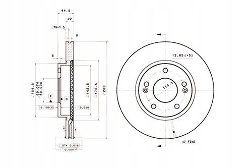 TARCZA HAM PRZOD 280X22 V BREMBO na Arena.pl