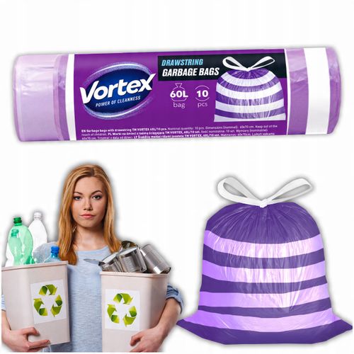 vortex worki na śmieci z taśmą ściągającą hdpe 60x65cm na Arena.pl