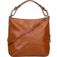 VERA PELLE torebka damska skórzana elegancka worek z paskiem V495 camel