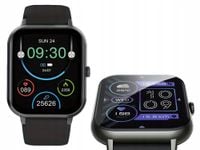 SMARTWATCH ZEGAREK DAMSKI MĘSKI GUMOWY PASEK SPORT BLUETOOTH ROZMOWY CZARNY
