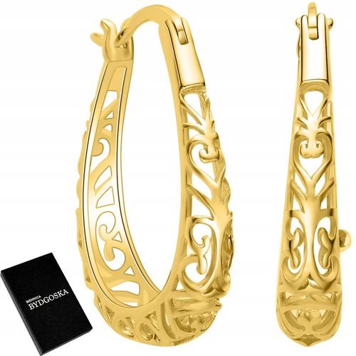 Srebrne kolczyki ażurowe damskie kolczyki pozłacane srebro próba 925 na Arena.pl