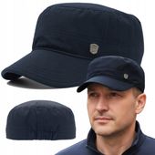 PATROLÓWKA Męska Czapka z Daszkiem Ocieplana z Podszewką GRANAT Pako Jeans