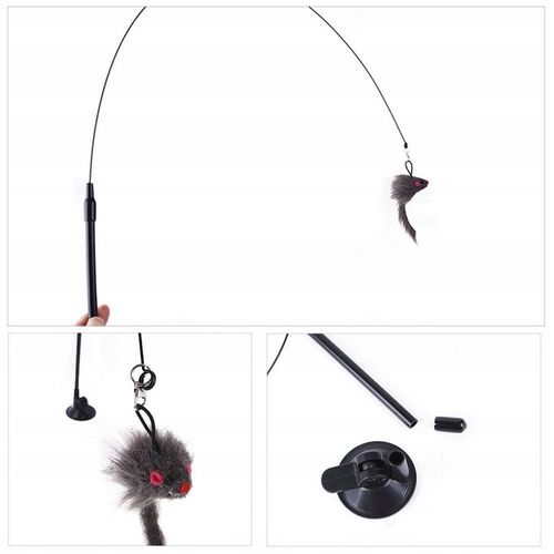 ZABAWKA DLA KOTA PODWÓJNA PRZYSSAWKA RUCHOMA PTAK MYSZKA WĘDKA na Arena.pl