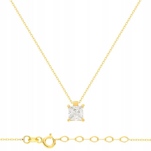 Złoty łańcuszek z pojedynczą białą cyrkonią - pr. 585 zdjęcie 9