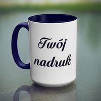 Duży kubek XXL z granatowym wnętrzem i uszkiem z Twoim nadrukiem