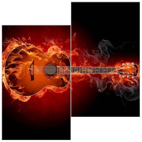 Obraz Drukowany 60X60 Płonąca Gitara Gitara W Ogn na Arena.pl