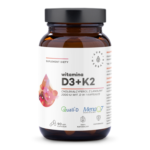 Aura Herbals Witamina D3 2000 IU + K2 90 kapsułek na Arena.pl