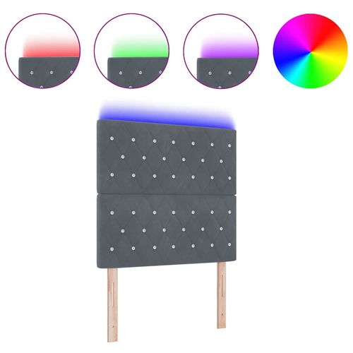 Wezgłowie LED Ze LED Lights Argyle ciemno szary 90 cm Aksamit na Arena.pl