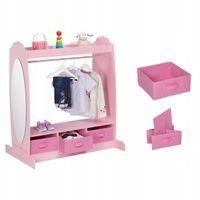 Wieszak Na Ubrania Garderoba Dla Dzieci Z Lustrem 5 Półek Różowy Na Buty