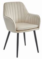 Eleganckie krzesło LUGO aksamit beżowy z podłokietnikami do jadalni