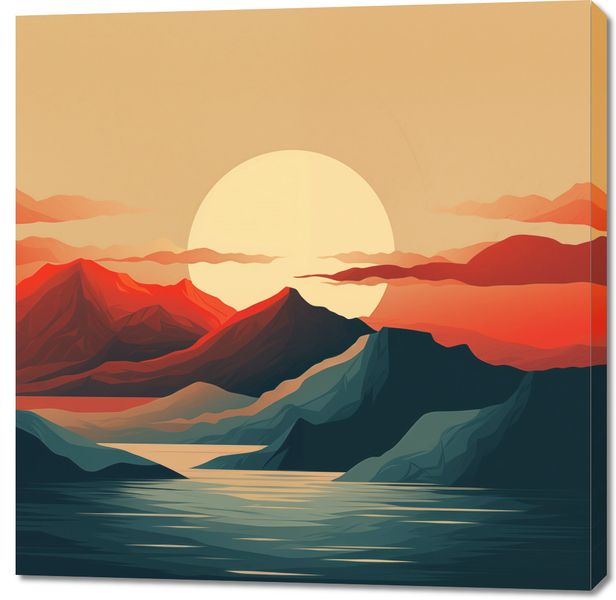 Obraz 100x100cm Zachód Słońca nad Górami zdjęcie 1