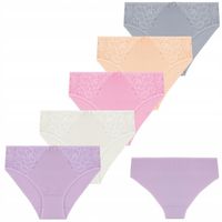 5x Majtki damskie figi prążkowane z koronkowym zdobieniem 5-pak Moraj S