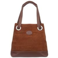 VERA PELLE torebka zamszowa shopper z parcianymi rączkami V707 brązowa