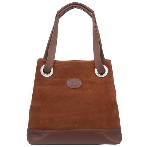 VERA PELLE torebka zamszowa shopper z parcianymi rączkami V707 brązowa na Arena.pl