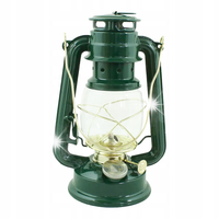 LAMPA NAFTOWA metal / szkło ZIELONA + knot