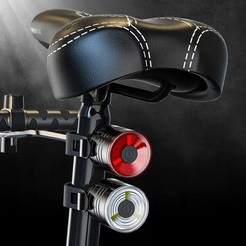 LAMPKA ROWEROWA PRZÓD + TYŁ LED LAMPKI DO ROWERU NA KIEROWNICĘ ZESTAW + BAT na Arena.pl